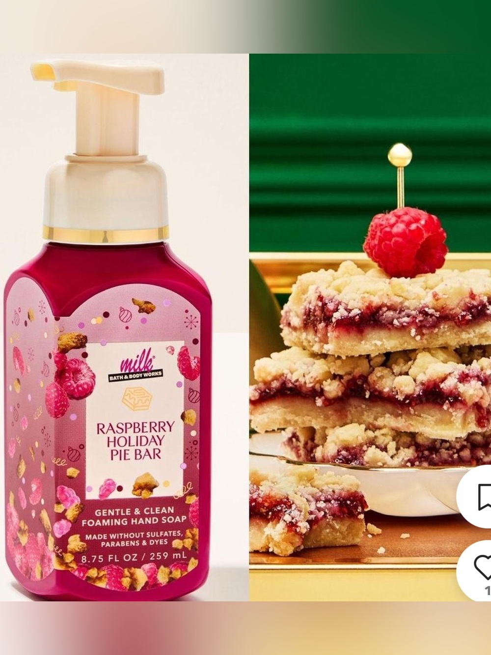 BRAND NEW MILK BAR RASPBERRY HOLIDAY PIE FOAMING HAND SOAP! Bath & Body Works!